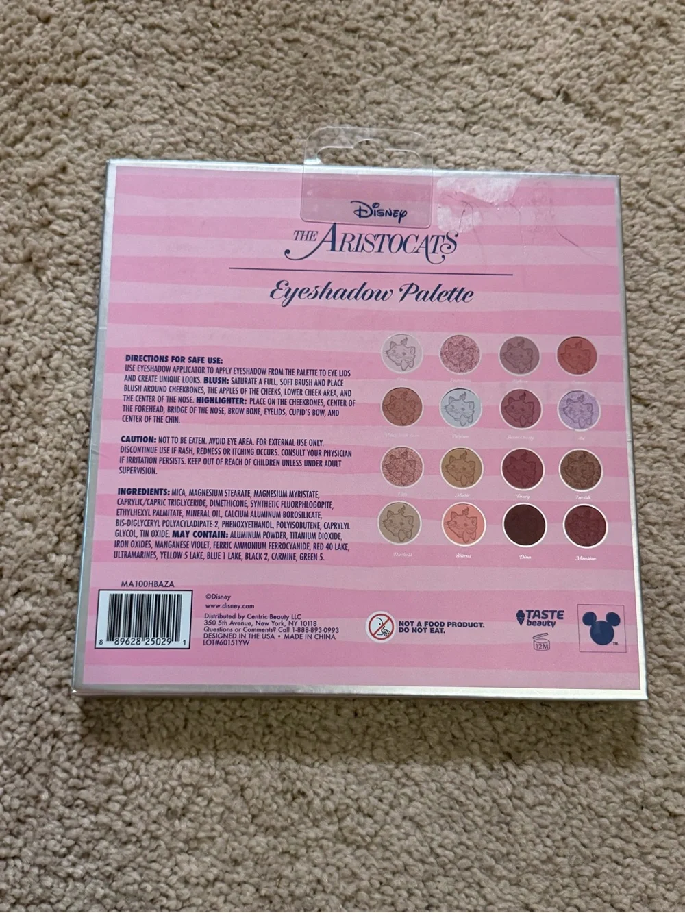 Disney The Aristocats Marie eyeshadow palette by Taste Beauty 16 shades